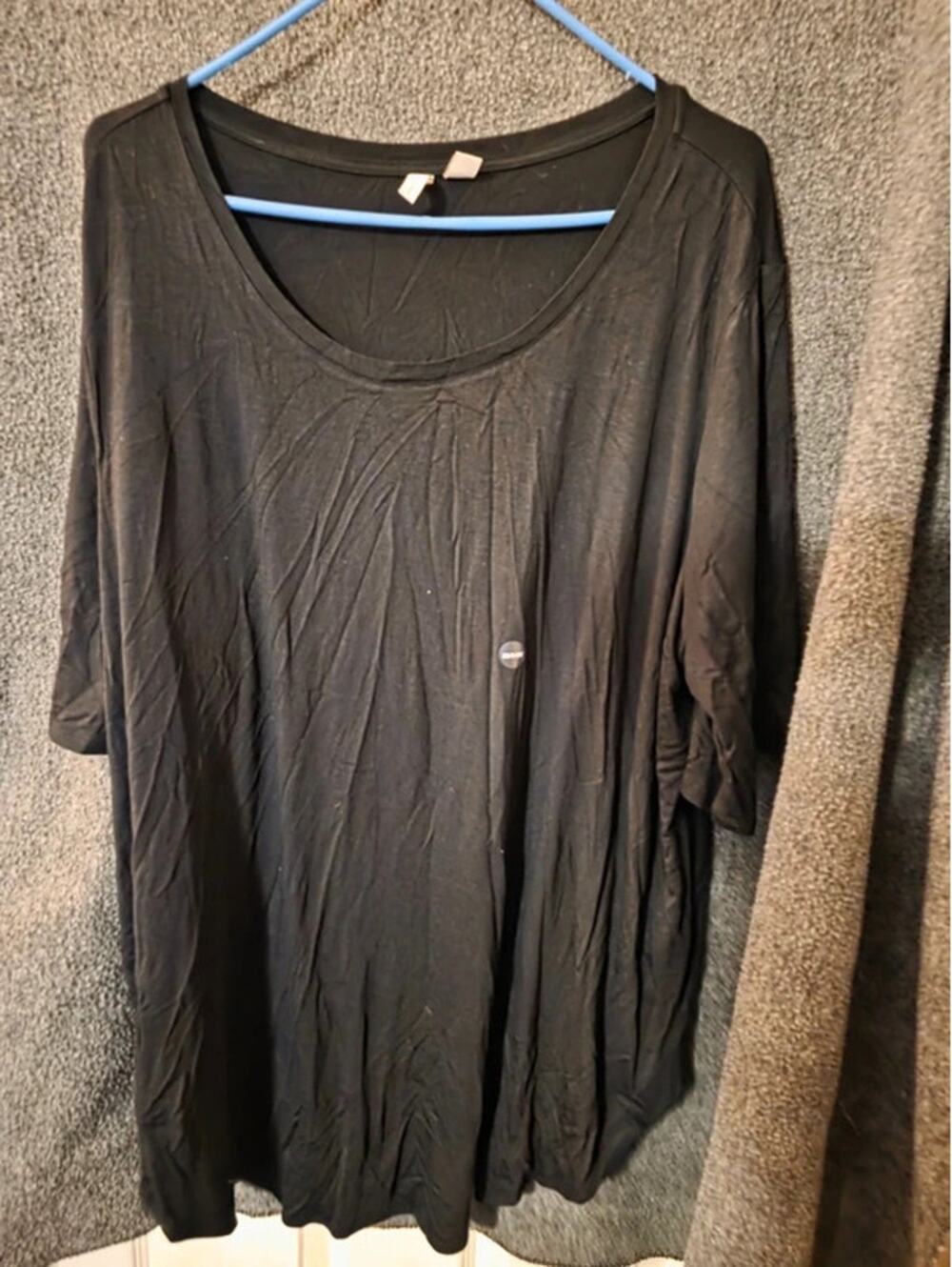 CATO Womens 22/24W Solid Black Scoop Neck Short Sleeve Basic T-Shirt Top